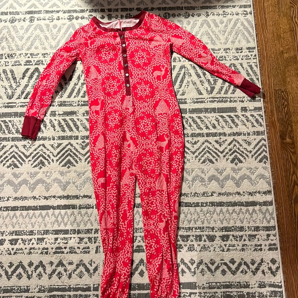Christmas onesie pajamas with a butt flap size women’s small